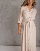 m&d fashion Rochie tip cămașă Bej deschis Utility din Bumbac cu Curea Legată în Talie Retona