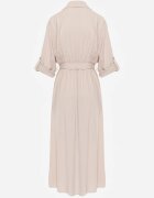 m&d fashion Rochie tip cămașă Bej deschis Utility din Bumbac cu Curea Legată în Talie Retona
