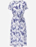 m&d fashion Rochie tip plic Albastră cu curea legată cu imprimeu floral cu sclipici Runewea
