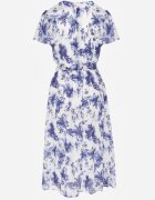 m&d fashion Rochie tip plic Albastră cu curea legată cu imprimeu floral cu sclipici Runewea