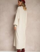 m&d fashion Rochie tip pulover bej deschis cu Viscoză cu croială tip cutie decorată cu guler Clarinnae