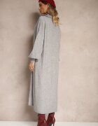 m&d fashion Rochie tip pulover gri din vâscoză cu croială dreaptă cu guler Clarinnae