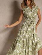 m&d fashion Rochie Verde din Viscoză Fără Mâneci cu Cordon Filanesse