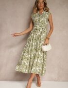 m&d fashion Rochie Verde din Viscoză Fără Mâneci cu Cordon Filanesse