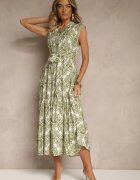 m&d fashion Rochie Verde din Viscoză Fără Mâneci cu Cordon Filanesse