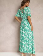 m&d fashion Rochie Verde petrecută Maxi cu elastic în talie și legătură la spate Dangela