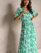 m&d fashion Rochie Verde petrecută Maxi cu elastic în talie și legătură la spate Dangela