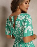 m&d fashion Rochie Verde petrecută Maxi cu elastic în talie și legătură la spate Dangela