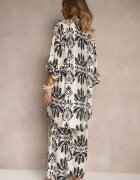 m&d fashion Set Albastru din Viscoză cu Pantaloni cu croială largă și Cămașă lungă Rinviela