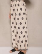 m&d fashion Set Bej deschis din viscoză oversize cămașă și pantaloni decorați cu imprimeu etnic Janea