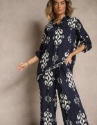 m&d fashion Set bleumarin din viscoză Cămașă și Pantaloni cu imprimeu etnic Mepina
