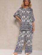 m&d fashion Set Bleumarin din Viscoză Croi Oversize Cămașă și Pantaloni Nilarithia
