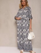 m&d fashion Set Bleumarin din Viscoză Croi Oversize Cămașă și Pantaloni Nilarithia