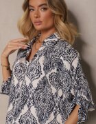 m&d fashion Set Bleumarin din Viscoză Croi Oversize Cămașă și Pantaloni Nilarithia