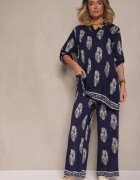 m&d fashion Set Bleumarin Oversize în Stil Rustic Cămașă Lungă și Pantaloni Larghi Mepilara