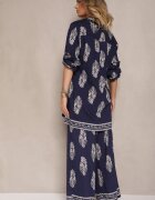 m&d fashion Set Bleumarin Oversize în Stil Rustic Cămașă Lungă și Pantaloni Larghi Mepilara