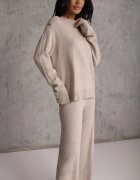 m&d fashion Set cu vâscoză pulover cu nasturi și pantaloni largi Rarellia Bej