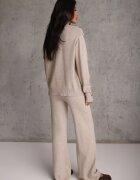 m&d fashion Set cu vâscoză pulover cu nasturi și pantaloni largi Rarellia Bej