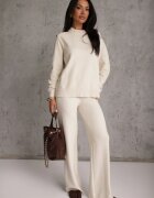 m&d fashion Set cu vâscoză pulover cu nasturi și pantaloni largi Rarellia Bej deschis