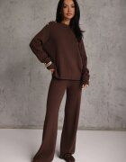 m&d fashion Set cu vâscoză pulover cu nasturi și pantaloni largi Rarellia Maro