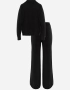 m&d fashion Set cu vâscoză pulover cu nasturi și pantaloni largi Rarellia Negru