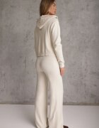 m&d fashion Set de pulover cu vâscoză pantaloni drepți și bluză cu fermoar și glugă Eldirma Bej deschis