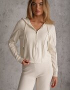 m&d fashion Set de pulover cu vâscoză pantaloni drepți și bluză cu fermoar și glugă Eldirma Bej deschis