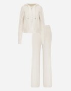 m&d fashion Set de pulover cu vâscoză pantaloni drepți și bluză cu fermoar și glugă Eldirma Bej deschis