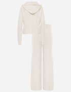 m&d fashion Set de pulover cu vâscoză pantaloni drepți și bluză cu fermoar și glugă Eldirma Bej deschis