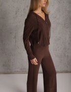 m&d fashion Set de pulover cu vâscoză pantaloni drepți și bluză cu fermoar și glugă Eldirma Maro