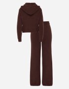 m&d fashion Set de pulover cu vâscoză pantaloni drepți și bluză cu fermoar și glugă Eldirma Maro