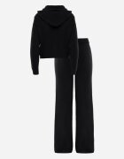 m&d fashion Set de pulover cu vâscoză pantaloni drepți și bluză cu fermoar și glugă Eldirma Negru