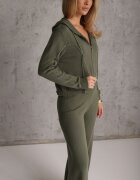 m&d fashion Set de pulover cu vâscoză pantaloni drepți și bluză cu fermoar și glugă Eldirma Verde închis
