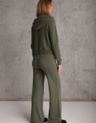 m&d fashion Set de pulover cu vâscoză pantaloni drepți și bluză cu fermoar și glugă Eldirma Verde închis