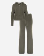 m&d fashion Set de pulover cu vâscoză pantaloni drepți și bluză cu fermoar și glugă Eldirma Verde închis