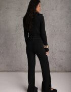 m&d fashion Set din tricot rib cu vâscoză: pantaloni și pulover cu guler înalt Tawira Negru