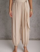 m&d fashion Set din viscoză pentru vară: top fără mâneci și pantaloni Balloon cu tip cravată Eliness Bej deschis