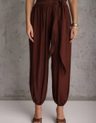 m&d fashion Set din viscoză pentru vară: top fără mâneci și pantaloni Balloon cu tip cravată Eliness Maro
