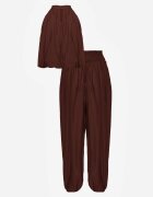 m&d fashion Set din viscoză pentru vară: top fără mâneci și pantaloni Balloon cu tip cravată Eliness Maro