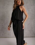 m&d fashion Set din viscoză pentru vară: top fără mâneci și pantaloni Balloon cu tip cravată Eliness Negru