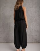m&d fashion Set din viscoză pentru vară: top fără mâneci și pantaloni Balloon cu tip cravată Eliness Negru