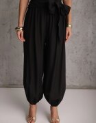 m&d fashion Set din viscoză pentru vară: top fără mâneci și pantaloni Balloon cu tip cravată Eliness Negru
