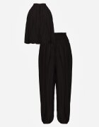 m&d fashion Set din viscoză pentru vară: top fără mâneci și pantaloni Balloon cu tip cravată Eliness Negru