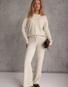 m&d fashion Set tricot cu vâscoză longsleeve și pantaloni largi Mirette Bej Bej Bej deschis