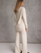m&d fashion Set tricot cu vâscoză longsleeve și pantaloni largi Mirette Bej Bej Bej deschis