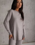 m&d fashion Set tricot cu vâscoză longsleeve și pantaloni largi Mirette Bej Bej Gri