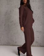 m&d fashion Set tricot cu vâscoză longsleeve și pantaloni largi Mirette Bej Bej Maro