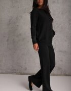 m&d fashion Set tricot cu vâscoză longsleeve și pantaloni largi Mirette Bej Bej Negru