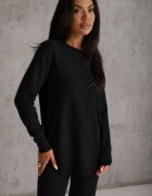 m&d fashion Set tricot cu vâscoză longsleeve și pantaloni largi Mirette Bej Bej Negru