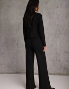 m&d fashion Set tricotat cu vâscoză în dungi largi elegant: cardigan și pantaloni Belceta Negru